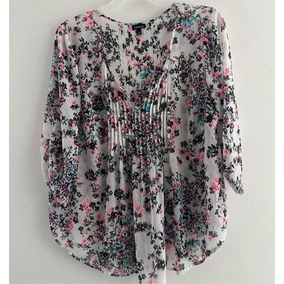 TORRID Blouse Women size 1 long sleeve V neck Medium floral casual - Picture 1 of 8